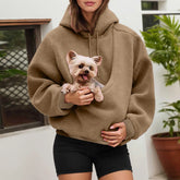 Solid Fleece Pet Pocket Casual Hoodie
