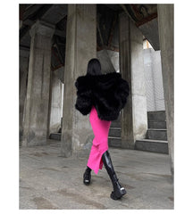 Oversized Black Faux Fur Coat