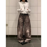 Black Leopard Baggy Jeans