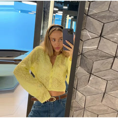 Hollow Out Knit Cardigan