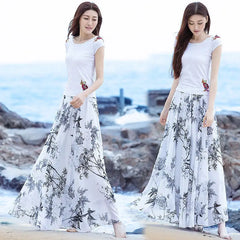 Chiffon Print A-Line Long Skirt