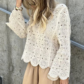 V Neck Hollow Knit Sweater