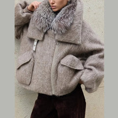 Fur Collar Woolen Coat