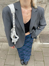 Argyle Plaid Midi Skirt with Tie-Up Detail