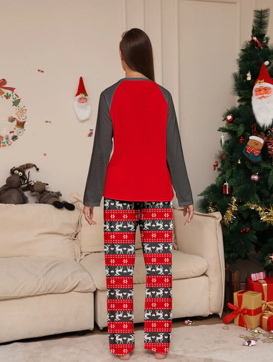 Reindeer Antlers "Merry Christmas" Print Pajama Set