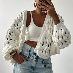 V-neck Crochet Knit Cardigan