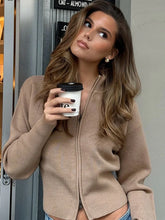 O-Neck Knitted Zipper Cardigan