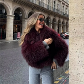 Burgundy Faux Fur Jacket