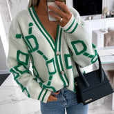 Women’s Jacquard Knit V-Neck Cardigan