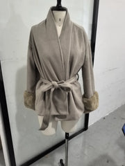 Furry Patchwork Woolen Overcoat