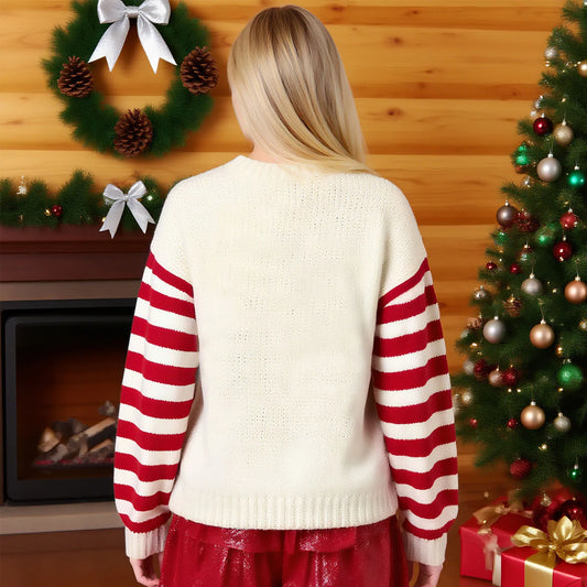 Christmas Tree Print Knit Sweater for Women