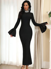 Puff Sleeve Beaded Maxi Dress