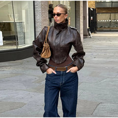 Cropped Faux Leather Jacket