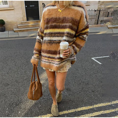 Colorblock Striped Knit Sweater
