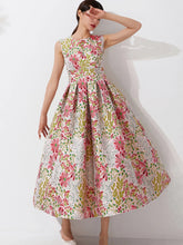 Boho Floral Jacquard Sleeveless Maxi Dress