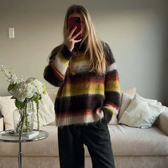 Colorblock Striped Knit Sweater