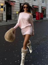 Diagonal Collar Long Sleeve Mini Dress