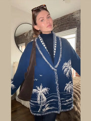 Boho Print Knit Cardigan