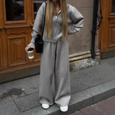 Zip Up Sweater Pants Set