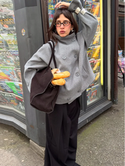 High Neck Double Button Jacket