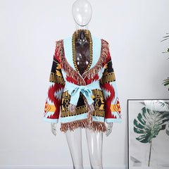 Boho Print Knit Cardigan