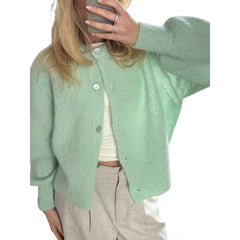 O-Neck Solid Knit Cardigan