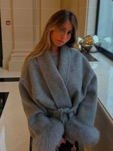 Lapel Lace-Up Woolen Coat