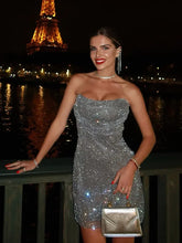 Strapless Rhinestone Mini Dress