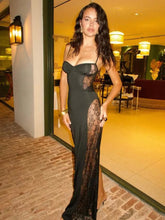 Lace Patchwork Backless Maxi Dress