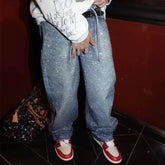 Diamond Embellished Straight Jeans