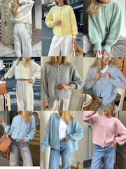 O-Neck Solid Knit Cardigan