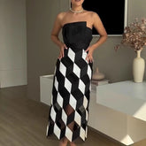 Strapless Hollow Geometry Dress