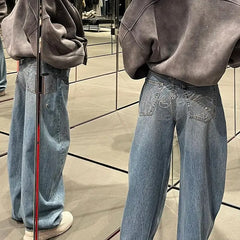 High Waist Letter Jeans