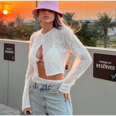 Hollow Out Knit Cardigan