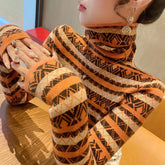 Striped Jacquard Turtleneck Sweater