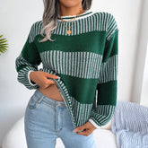 Contrast Color Striped Knit Sweater