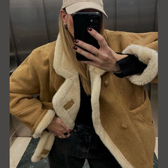 Faux Leather Warm Coat