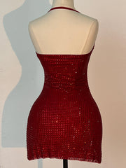 Black Rhinestone Mini Dress