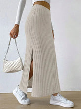Rib-Knit Side Split Maxi Skirt