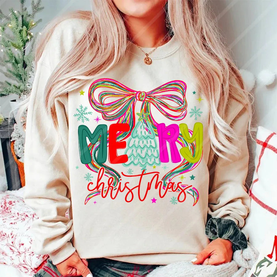 Merry Christmas Bow Heat Transfer
