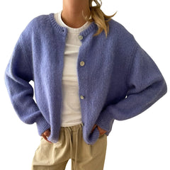 Button-Up Solid Knit Cardigan
