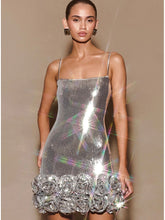 Silver Sequin Spaghetti Mini Dress