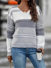 V-Neck Colorblock Knit Sweater
