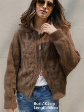 Turtleneck Zipper Knit Cardigan