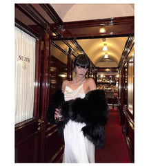 Oversized Black Faux Fur Coat