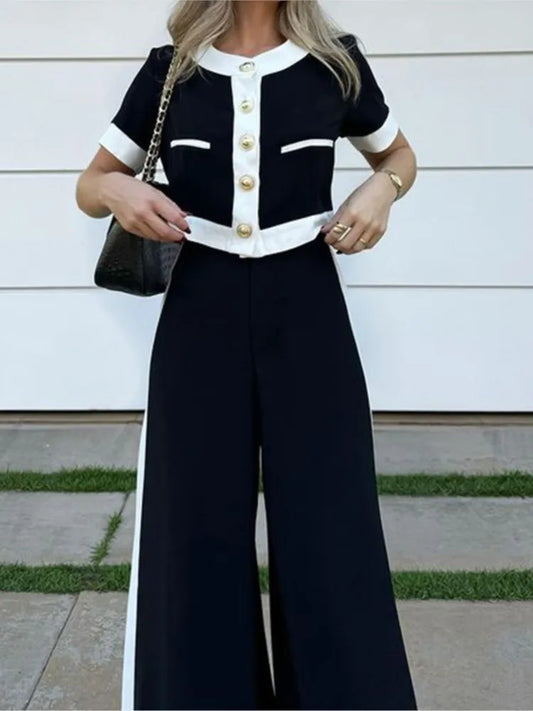 Color Block Top Pants Set