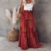 Elastic Waist Bohemian Swing Skirt
