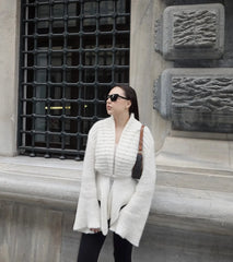 White Hollow Out Knit Cardigan