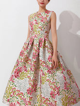 Floral Jacquard Maxi Dress for Evening Parties