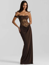 One-Shoulder Lace See-Through Maxi Dress